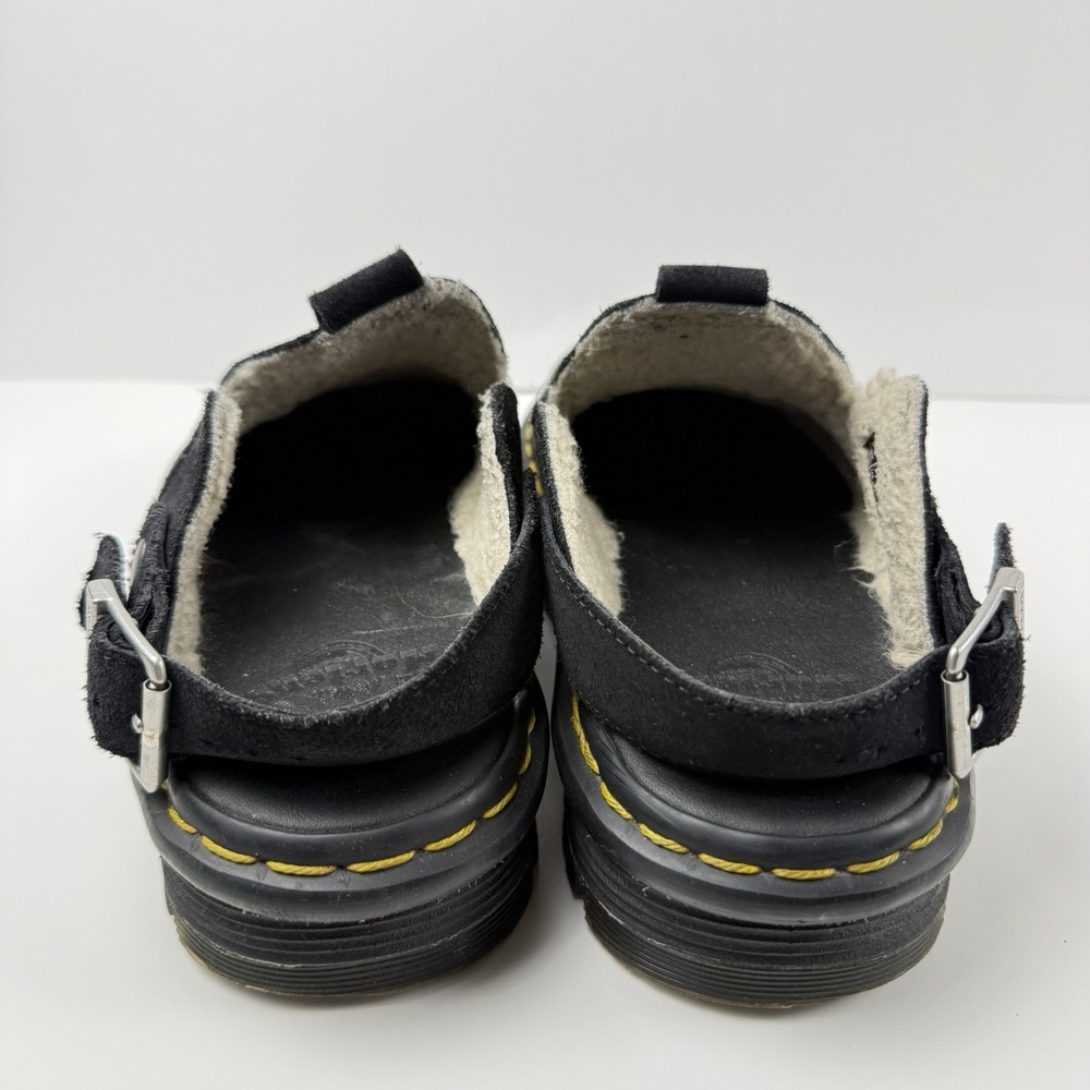 Dr. Martens Black Suede Mule Clogs with Yellow Welt Stitch - Zebzag - Picture 9 of 11